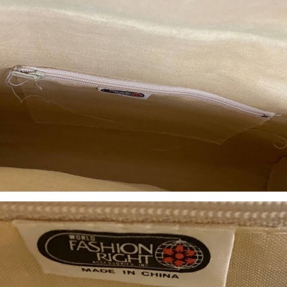 Vintage NWT Tan Stripe Straw Shoulder Purse Beach Handbag * - Picture 4 of 5